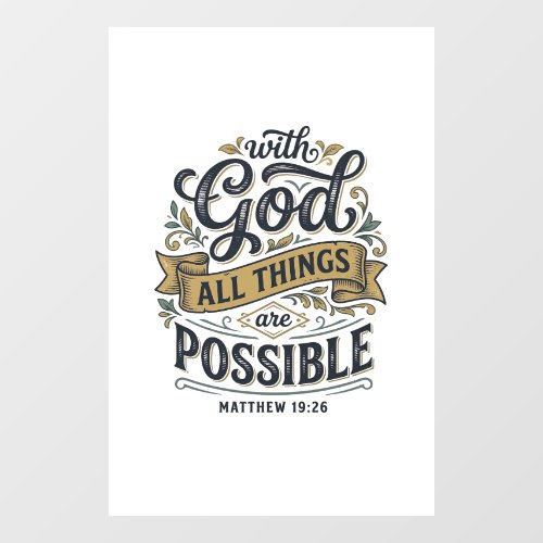 With God All Things Are Possible Vintage Christian Window Cling