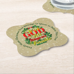 With God All Things Possible Bible Quote Paper Coaster