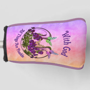 With God Butterfly Flower Art Inspirational Golf Head Cover