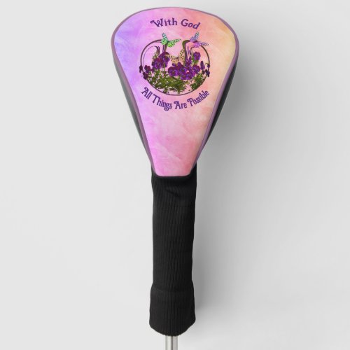 With God Butterfly Flower Art Inspirational   Golf Head Cover