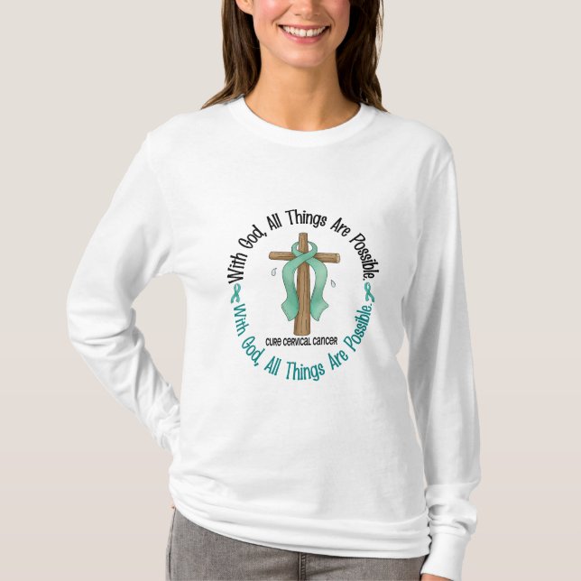 WITH GOD CROSS Cervical Cancer T-Shirts & Gifts (Front)