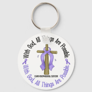 WITH GOD CROSS Esophageal Cancer T-Shirts & Gifts Keychain