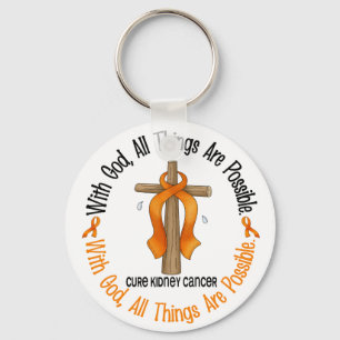 WITH GOD CROSS Kidney Cancer T-Shirts & Gifts Keychain