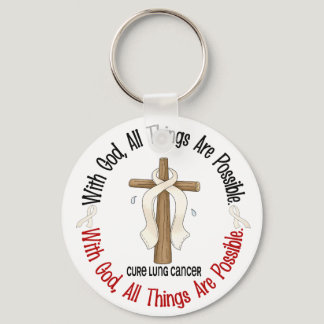 WITH GOD CROSS Lung Cancer T-Shirts & Gifts Keychain