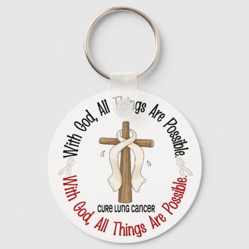 WITH GOD CROSS Lung Cancer T_Shirts  Gifts Keychain