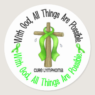 WITH GOD CROSS Non-Hodgkin’s Lymphoma T-Shirts Classic Round Sticker