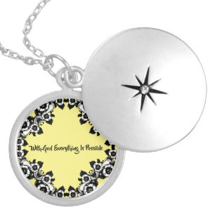 With God Everything Is Possible Bible Quotes Locket Necklace