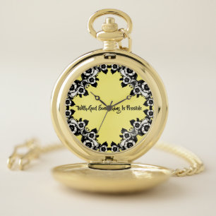 With God Everything Is Possible Bible Quotes Pocket Watch