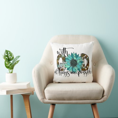 With God Floral Design Throw Pillow