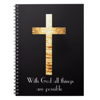 With God Gold Cross Spiral Journal Notebook