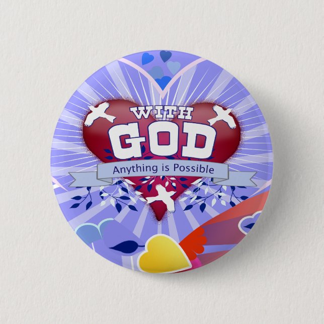 With God Hearts Pinback Button (Front)