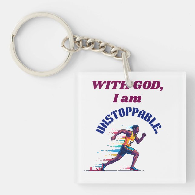 With God, I'm Unstoppable Keychain (Front)