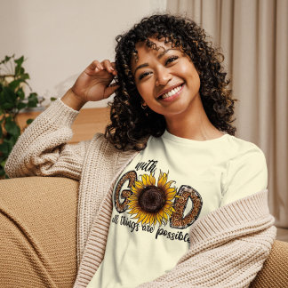 With God Leopard Sunflower Women's T-Shirt Tri-Blend Shirt
