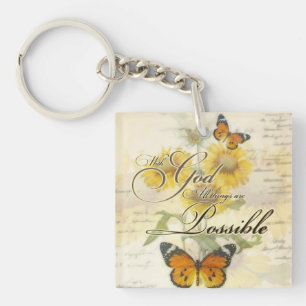 With God Sunflowers and butterfly Keychain