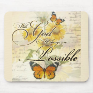With God Sunflowers and butterfly   Mouse Pad
