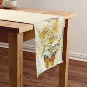 With God Sunflowers and butterfly Short Table Runner