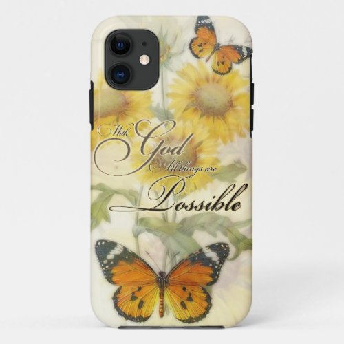 With God Sunflowers and butterfly  Throw Pillow iPhone 11 Case
