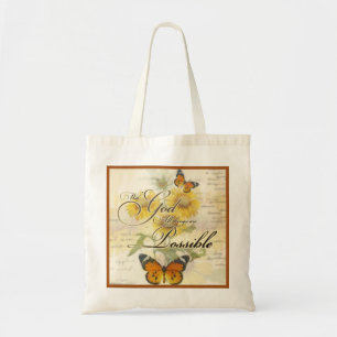 With God Sunflowers and butterfly Tote Bag