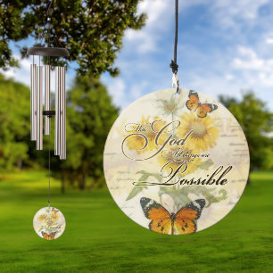 With God Sunflowers and butterfly   Wind Chime