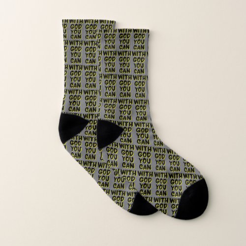 With God You Can Faith Based Gray All_Over Socks