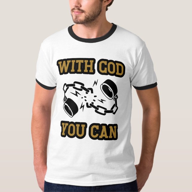 With God You Can Strong Faith Men's Ringer T-Shirt (Front)
