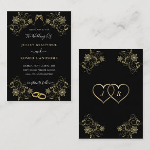 With Gold on Black Wedding Invitations Template