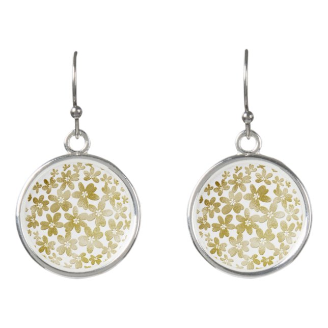 with golden flowers earrings (Front)