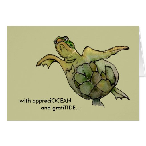 With GratiTIDE tan green sea turtle thank you card | Zazzle