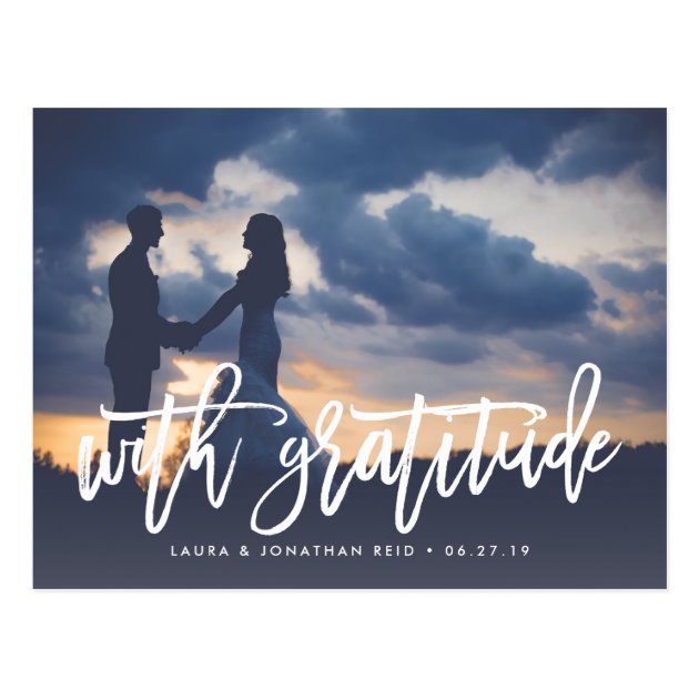 With Gratitude | Wedding Photo Thank You Postcard