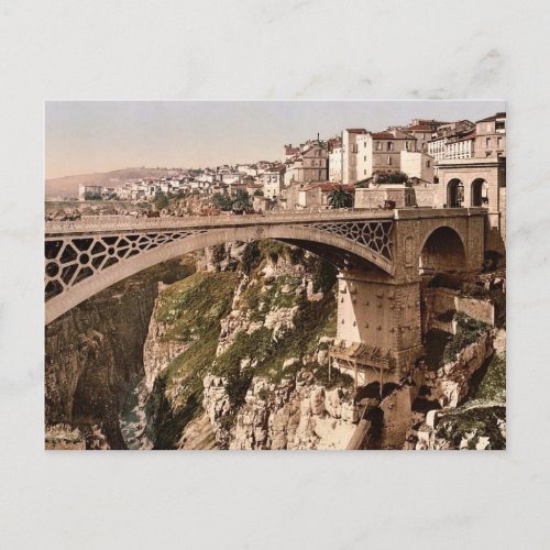 With great bridge Constantine Algeria classic Ph Postcard
