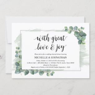 With great love and Joy, Wedding Rehearsal Dinner Invitation
