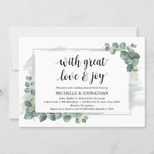 With great love and Joy Wedding Rehearsal Dinner Invitation