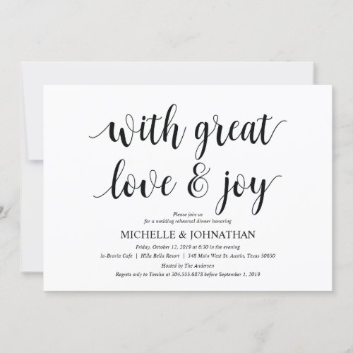 With great love Rehearsal Dinner Invitation cards