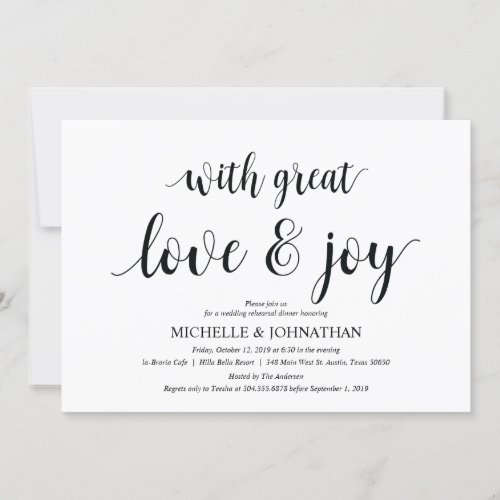 With great love Rehearsal Dinner Invitation cards