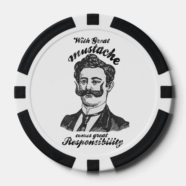 With great mustache comes great responsibility. poker chips (Front)