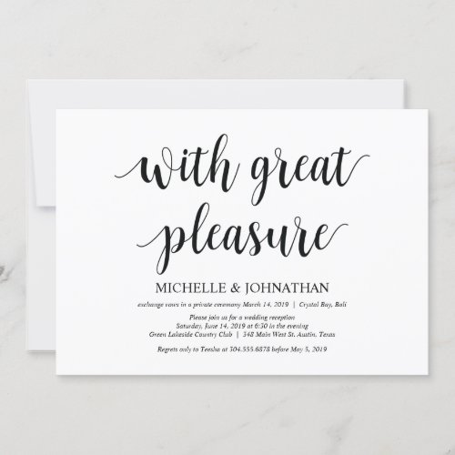 With great pleasure Wedding Elopement Invites