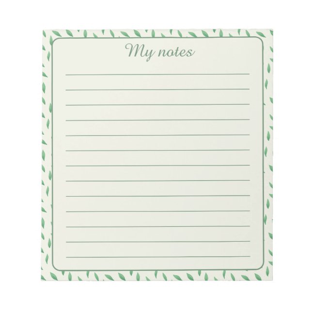 with green leaf design notepad (Front)