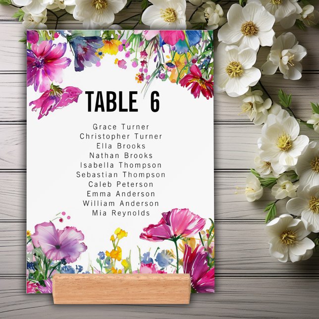 With Guest list Meadow Blooms Table Number Holder (With Guest list Meadow Blooms Table Number Holder)