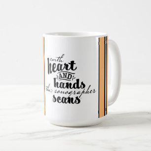 With Heart and Hands the Sonographer Scans Coffee Mug