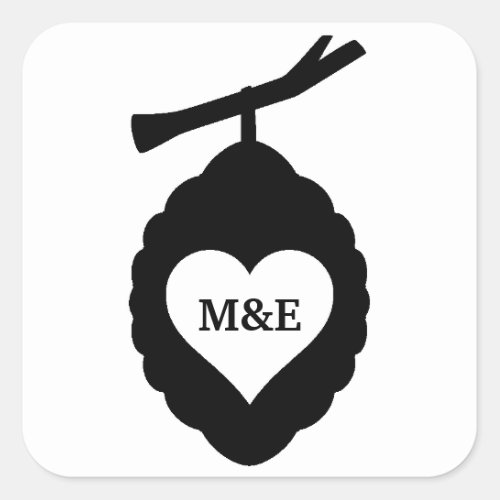  With Heart Organic Beehive Custom Initial Square Sticker