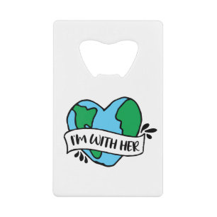 With Her Ecofriendly Icon Happy Earth Clipart Ecof Credit Card Bottle Opener