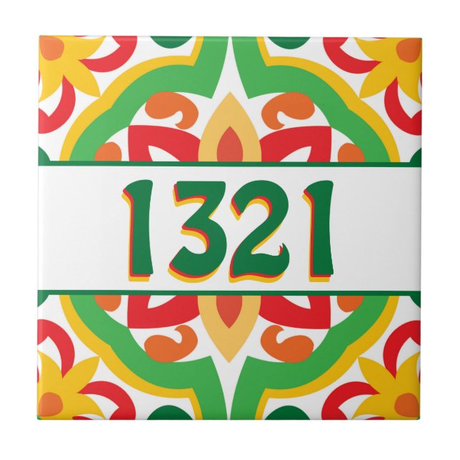  With house number Azulejos, decorative pattern,   Ceramic Tile (Front)