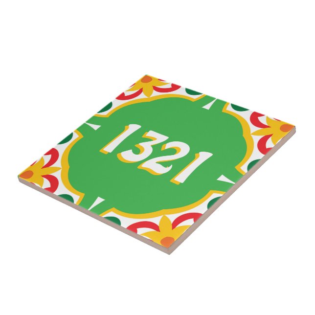  With house number Azulejos, decorative pattern,   Ceramic Tile (Side)