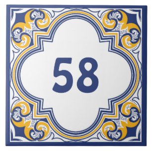 💙💛 with house number blue and yellow Azulejos Ceramic Tile