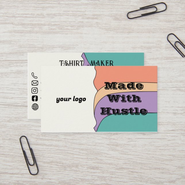 With Hustle T-Shirt Maker Business Card (Front/Back In Situ)