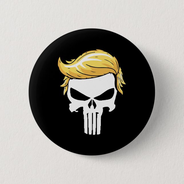 With Iconic Trump Hair President Supporter  Button (Front)