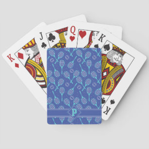 With initial 💙🎾blue tennis🎾 pattern poker cards