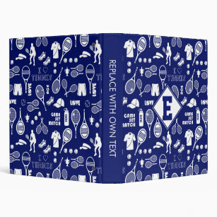 With initial I love tennis 🎾blue and white tennis 3 Ring Binder