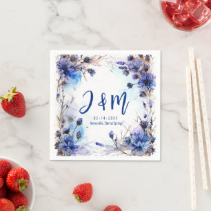 💍With initials Cornflowers and Lavender Elegance Napkins