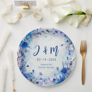 💍 With initials Cornflowers and Lavender Elegance Paper Plates